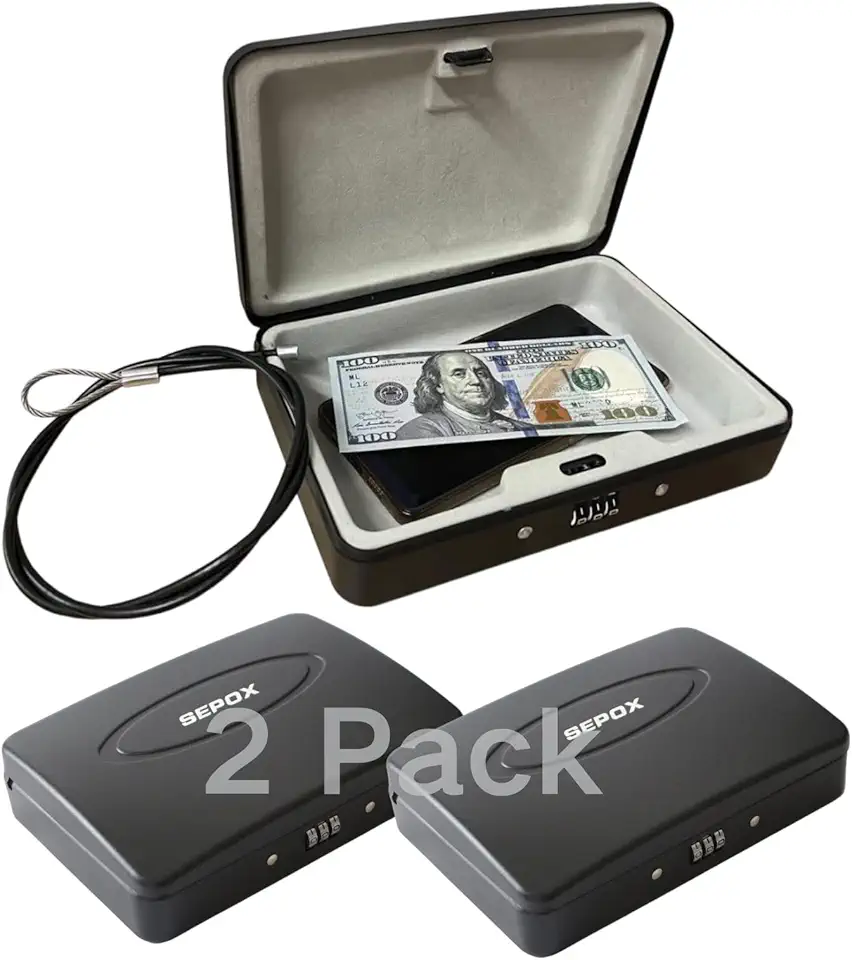 SEPOX® 2Pcs Water/Fire-Resistant Portable Security Case...