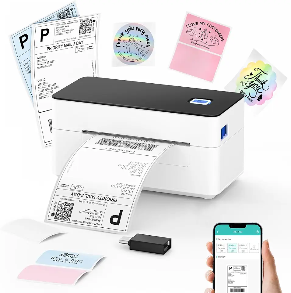 SVANTTO Bluetooth Thermal Shipping Label Printer 4x6,...