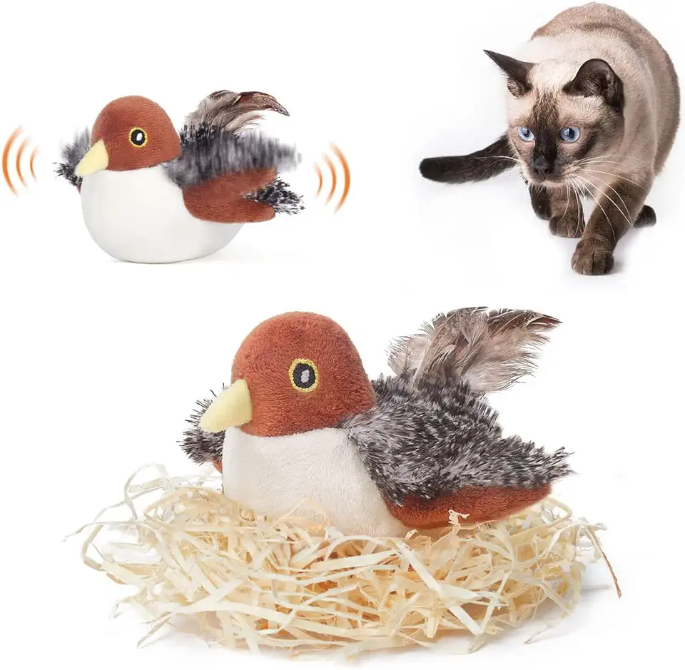 Potaroma Cat Toys Rechargeable Flapping Bird Sparrow,...