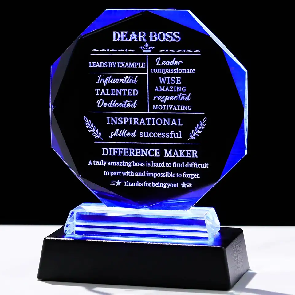 Movdyka Boss Gifts for Men Women Crystal Keepsakes with LED...