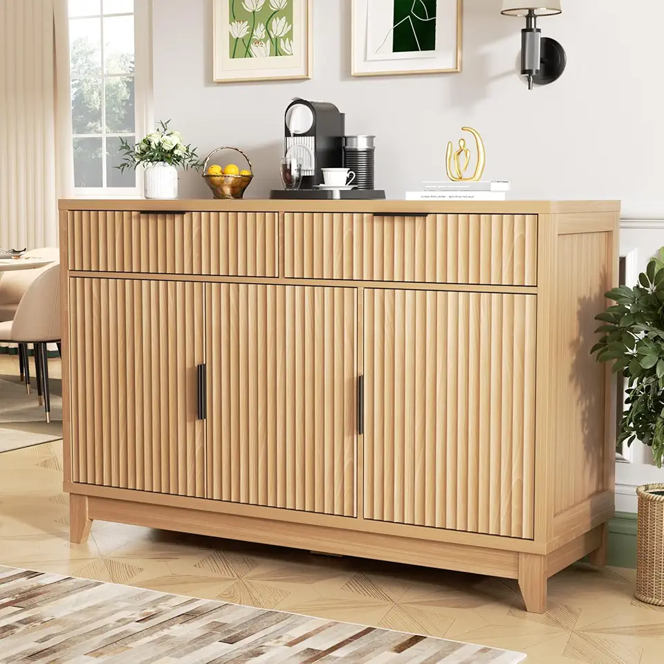 Buffet Cabinet with Drawers, 47" Large Sideboard...